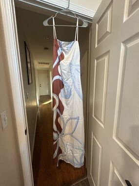 Peppermayo Cream, Blue & Rust Aster Bloom Maxi Dress